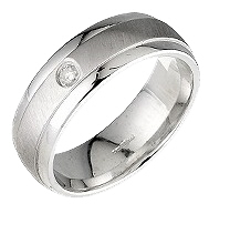 6mm Palladium 950 Court 0.04ct Round Diamond Matt Centre Wedding Ring