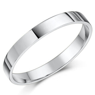 3mm Platinum Light Flat Court Wedding Ring