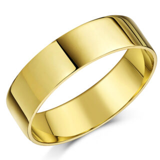 6mm 18ct Yellow Gold Light Flat Court Wedding Ring