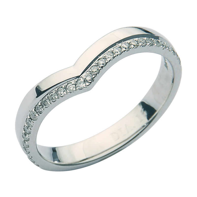 3mm 9ct White Gold Diamond Set Whishbone Ring