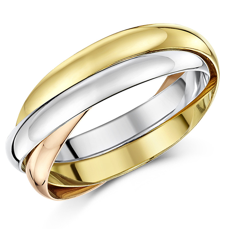 3mm 18ct Three Colour Gold Russian Wedding Ring