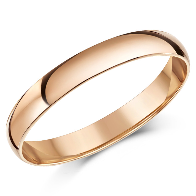 2mm 9ct Rose Gold Light D Wedding Ring