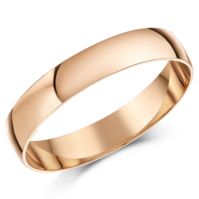 4mm 9ct Rose Gold Heavy Flat Court Wedding Ring