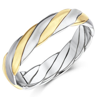 5mm 9ct White & Yellow Gold Twisted Ring
