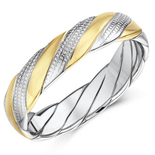 5mm 9ct White & Yellow Gold Millgrain Twisted Ring