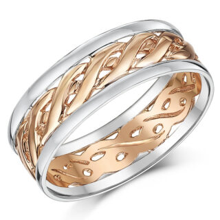 7mm 9ct Rose Gold & Silver Celtic Ring