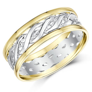 7mm 9ct White & Yellow Gold Celtic Ring
