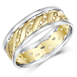 7mm 9ct White & Yellow Gold Celtic Ring