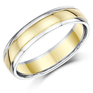 5mm 18ct Two Colour Gold Court Wedding Ring