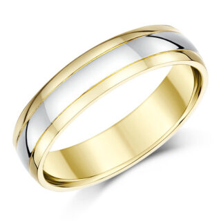 5mm 18ct Two Colour Gold Court Wedding Ring