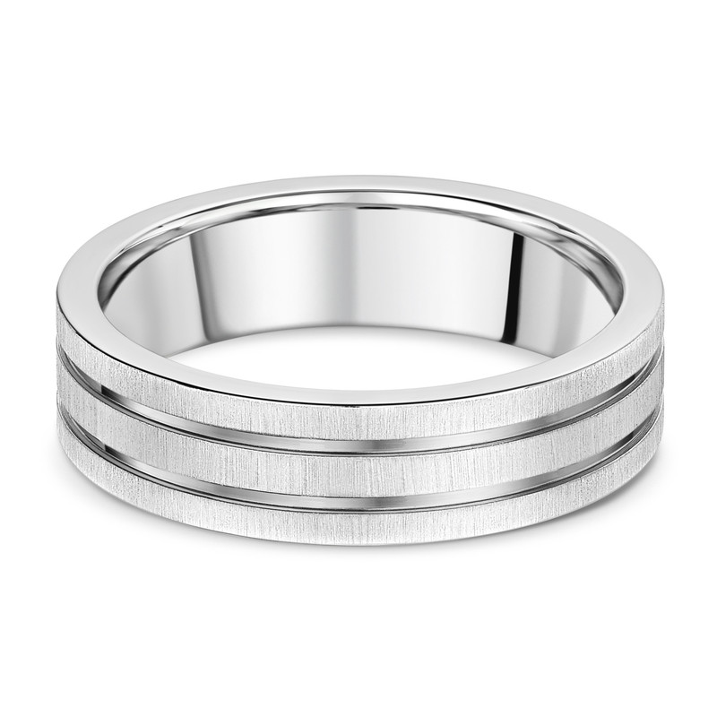 Titanium Flat Court Matt with Two Polished Grooved 6mm Ring - Image 2