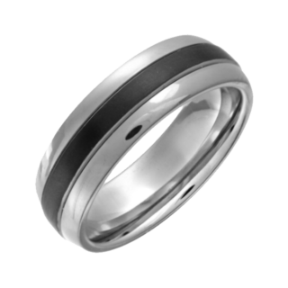 Titanium Court Black Center 7mm Ring