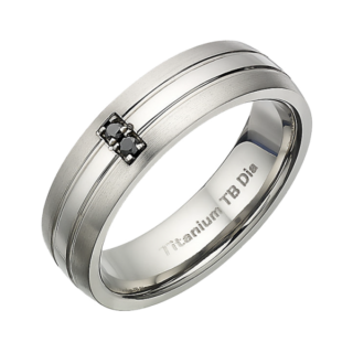 Titanium Court 0.04ct Round Treated Black Diamond 4mm Ring