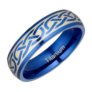 Titanium Court with Blue Colour Weave Patterm 6mm Ring