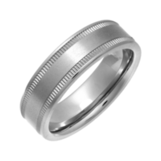 Titanium Flat Court Matt Grained Edges 6mm Ring