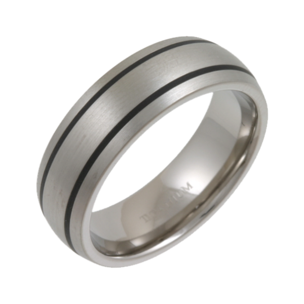 Titanium and Enamel Inlay Court Matt 7mm Ring