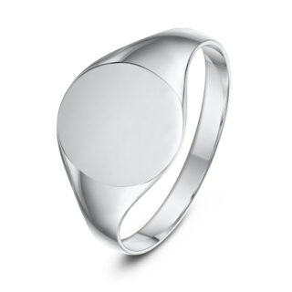 9ct White Gold Light Weight Cushion Shape Ladies Signet Ring