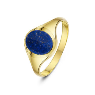 9ct Yellow Gold with Oval Blue Lapis set in an Oval Shaped Signet Ring