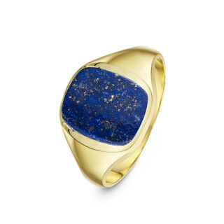 9ct Yellow Gold with Cushion Blue Lapis set in an Cushion Shaped Signet Ring