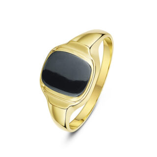 9ct Yellow Gold with Cushion Black Onyx set in an Cushion Shaped Signet Ring