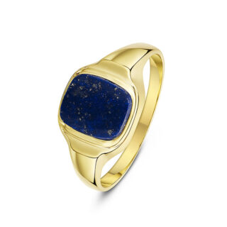 9ct Yellow Gold with Cushion Blue Lapis set in an Cushion Shaped Signet Ring