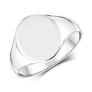 9ct White Gold Light Weight Oval Shape Signet Ring