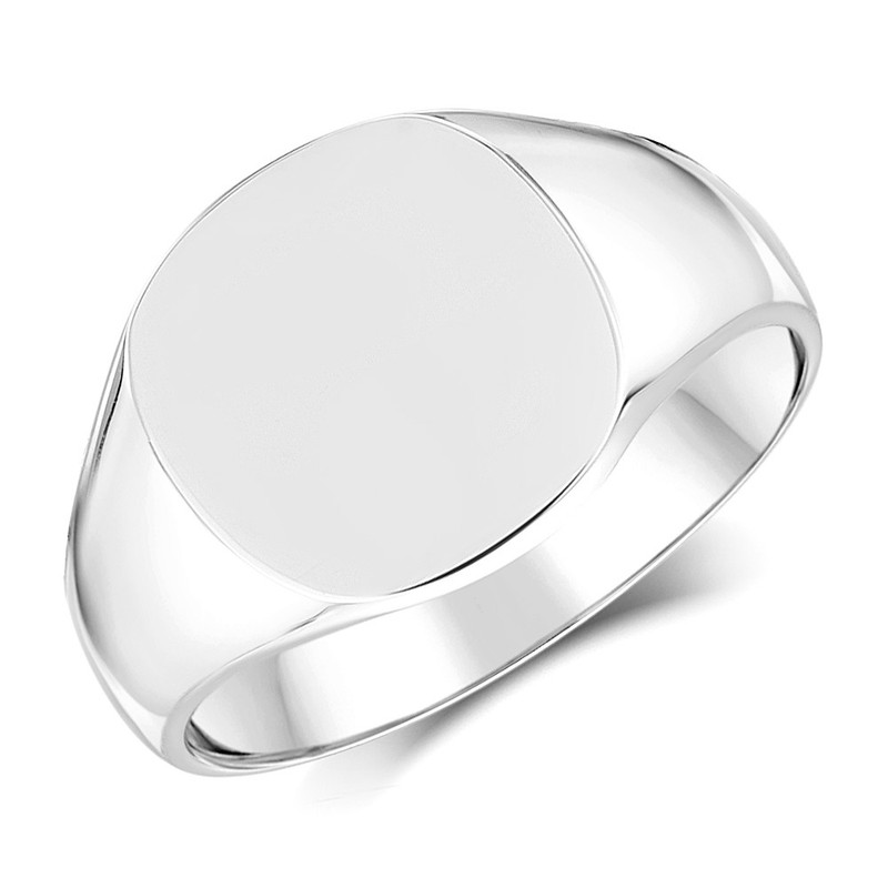 Silver 925 Medium Weight Cushion Shape Signet Ring