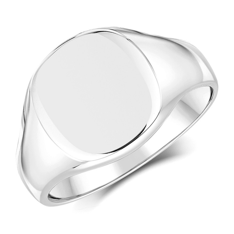 Silver 925 Extra Heavy Weight Cushion Shape Signet Ring