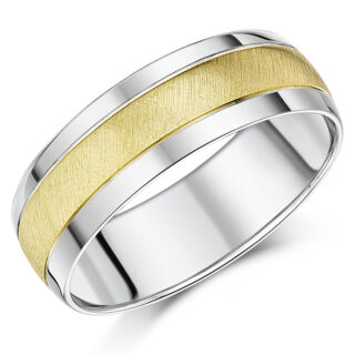7mm Silver Edges and 9ct Yellow Gold Matt Center Court Wedding Ring