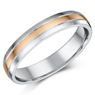 4mm Silver Edges and 9ct Rose Gold Center Court Wedding Ring