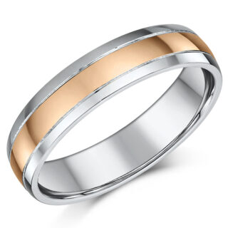 5mm Silver Edges and 9ct Rose Gold Center Court Wedding Ring
