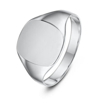 Silver 925 Light Weight Cushion Shape Ladies Signet Ring