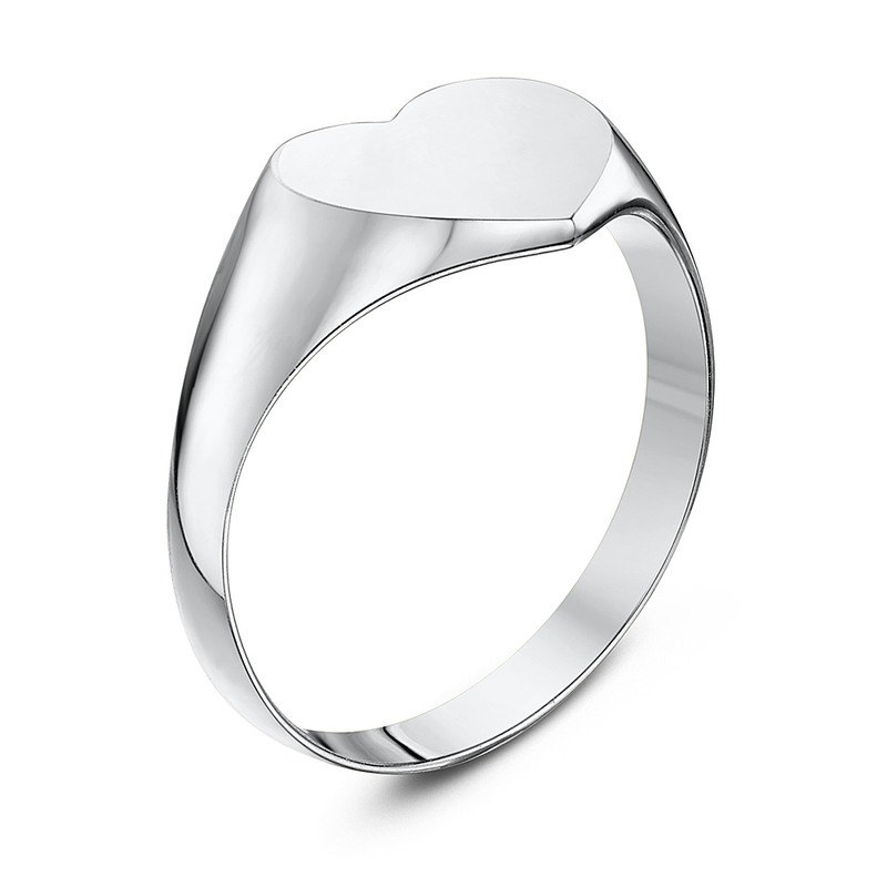 Silver 925 Light Weight Heart Shape Ladies Signet Ring - Image 3