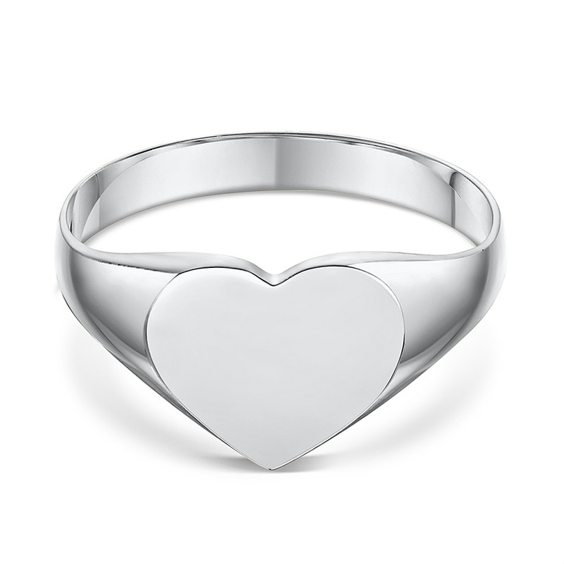 Silver 925 Light Weight Heart Shape Ladies Signet Ring - Image 4